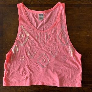 Pink sequin geometric tank